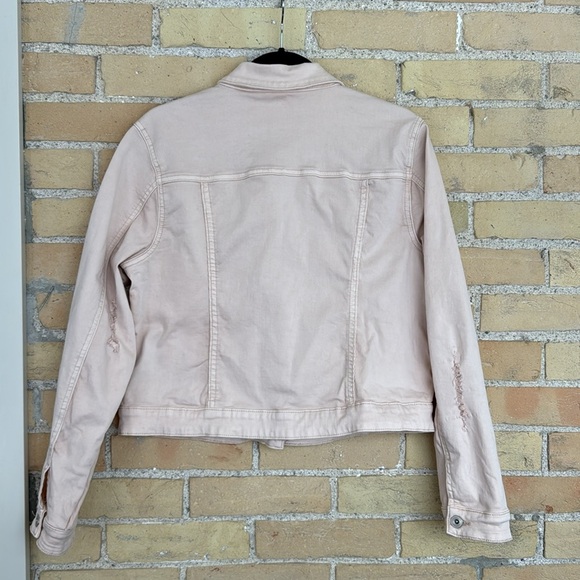 Tribal Women's Pink Distressed Denim Jacket - Picture 5 of 5